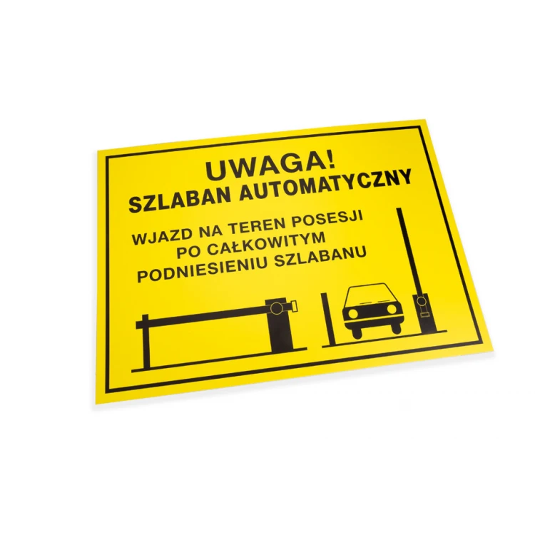 Warning sign caution automatic barrier - dim. 560x400mm - PVC - UV color print - TAB156