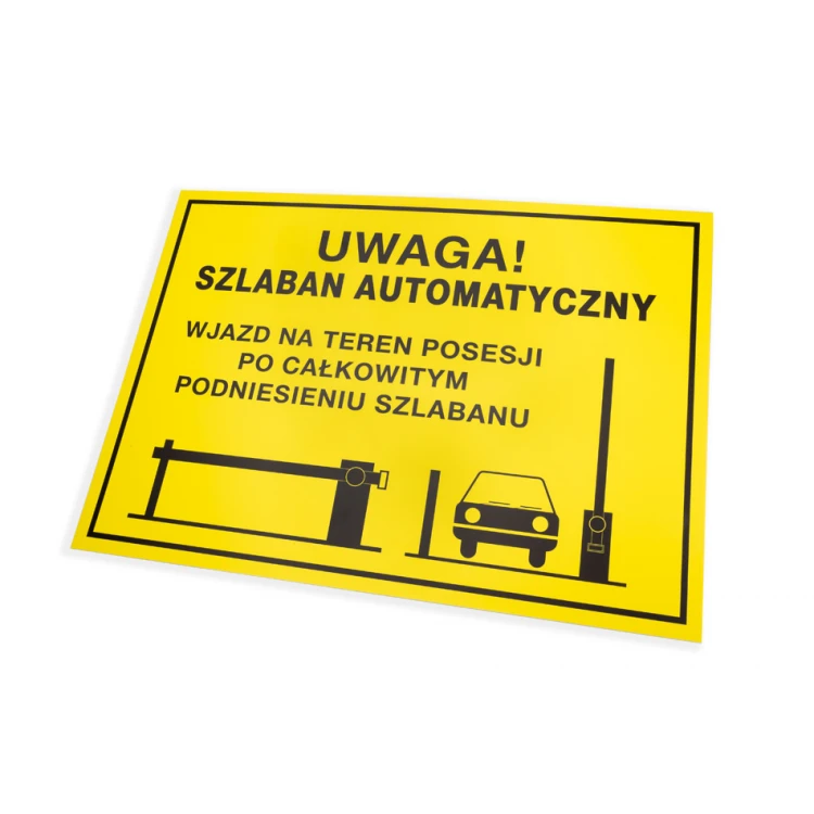 Warning sign caution automatic barrier - dim. 560x400mm - PVC - UV color print - TAB156