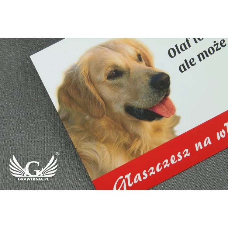 Warning sign with owner's dog - PVC material - dimensions 210x150mm - TZP005