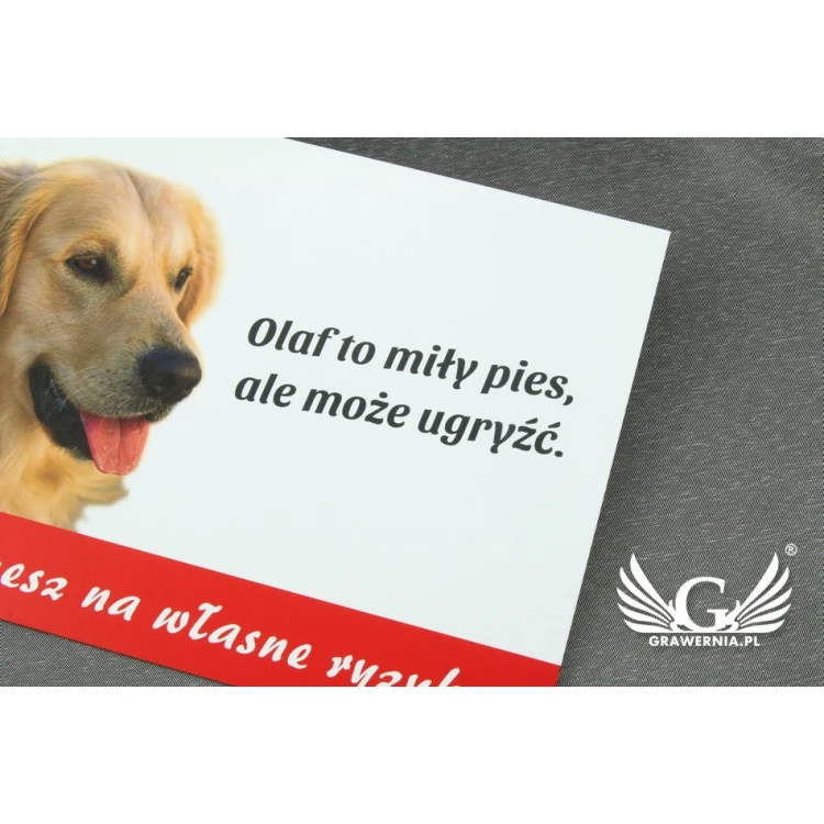 Warning sign with owner's dog - PVC material - dimensions 210x150mm - TZP005