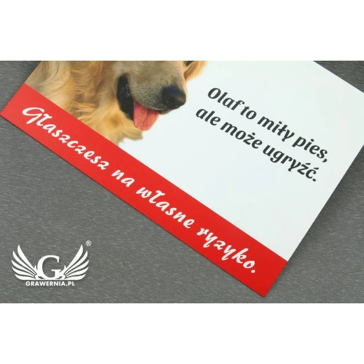 Warning sign with owner's dog - PVC material - dimensions 210x150mm - TZP005