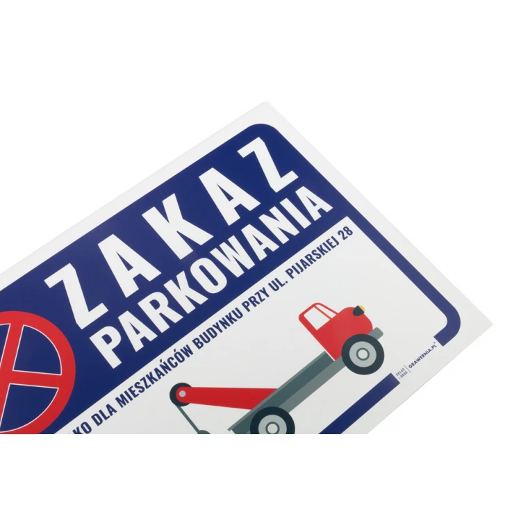 No Parking Warning Sign PVC 3mm - dim. 420x297mm (A3) - UV print - TOZ001