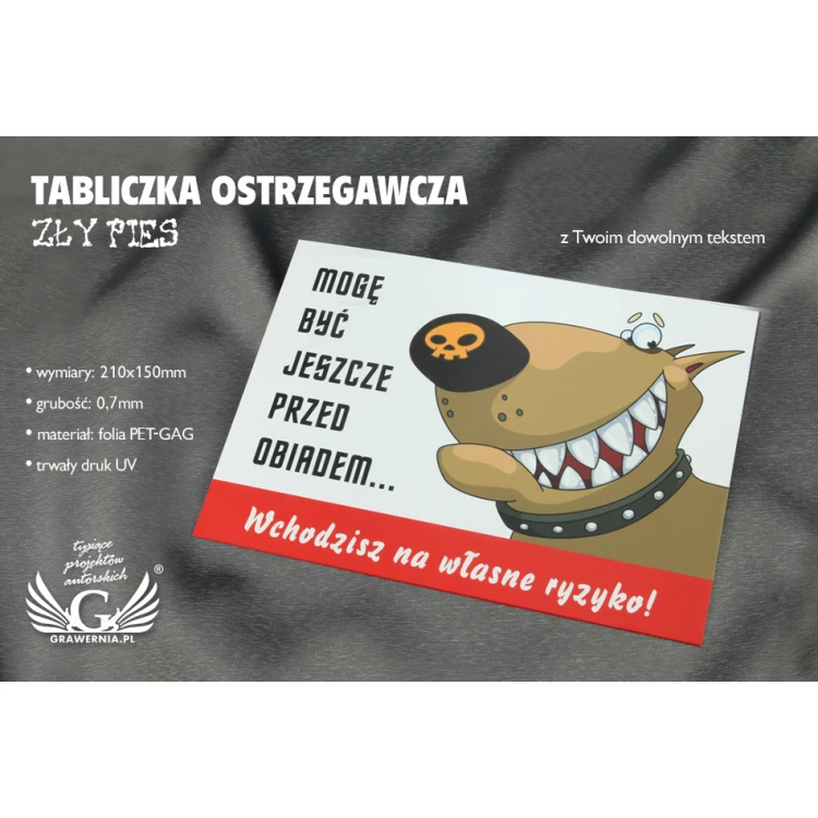 Warning sign - PVC material - bad dog - dim. 210x150mm - TZP003
