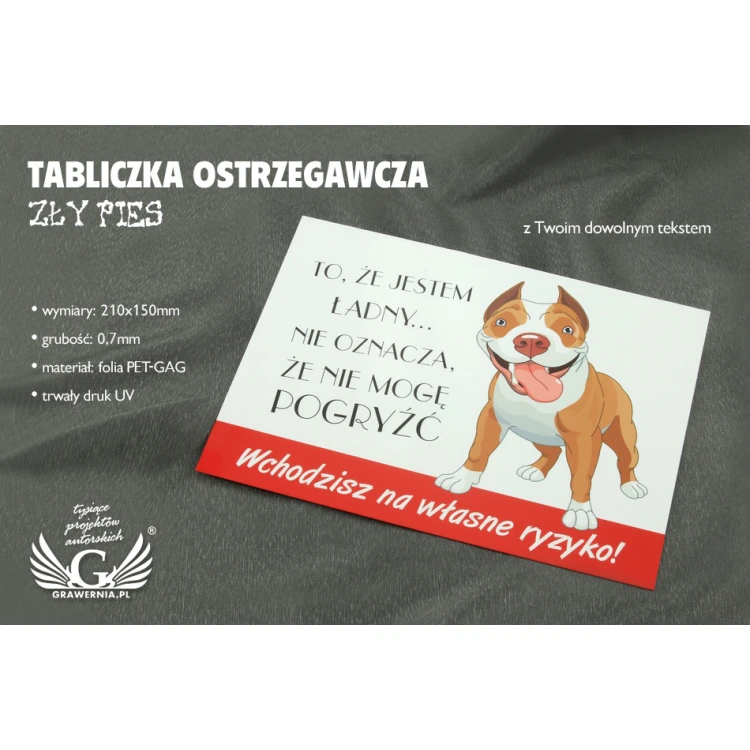 Warning sign - bad dog - PVC material - dim. 210x150mm - TZP004