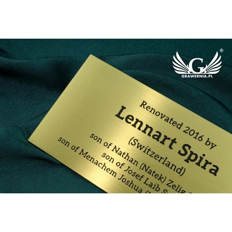 Memorial Plaque - Brushed and Lacquered Brass - Dimensions 150x70mm - TAB109