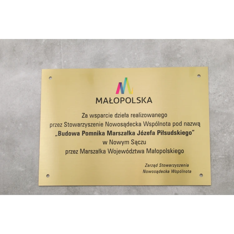 Memorial Plaque - Brushed Brass - CNC Engraving and UV Printing - Size 297x210 (A4) - TAB117