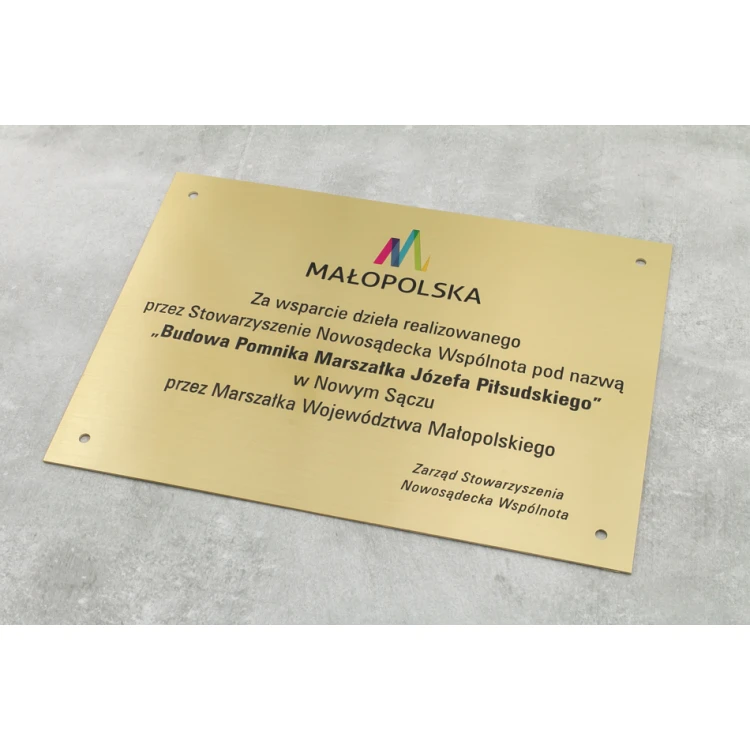 Memorial Plaque - Brushed Brass - CNC Engraving and UV Printing - Size 297x210 (A4) - TAB117