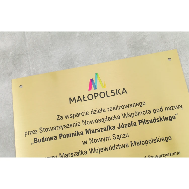 Memorial Plaque - Brushed Brass - CNC Engraving and UV Printing - Size 297x210 (A4) - TAB117