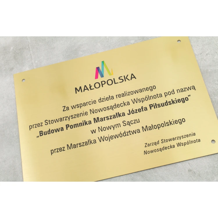 Memorial Plaque - Brushed Brass - CNC Engraving and UV Printing - Size 297x210 (A4) - TAB117