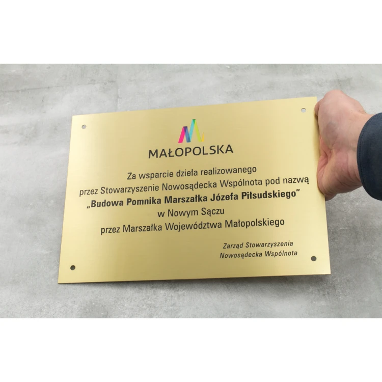 Memorial Plaque - Brushed Brass - CNC Engraving and UV Printing - Size 297x210 (A4) - TAB117
