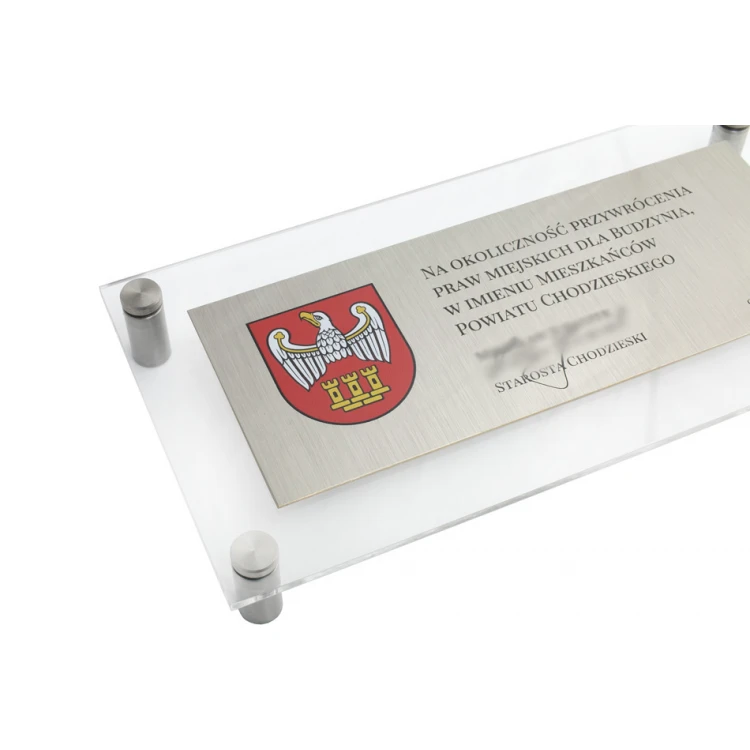 Souvenir plaque made of silver-plated brass and acrylic - size 220x110mm - TAB125
