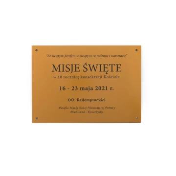 Engraved commemorative plaque - golden pearl, matte engraving laminate - size 297x210mm - TAB134