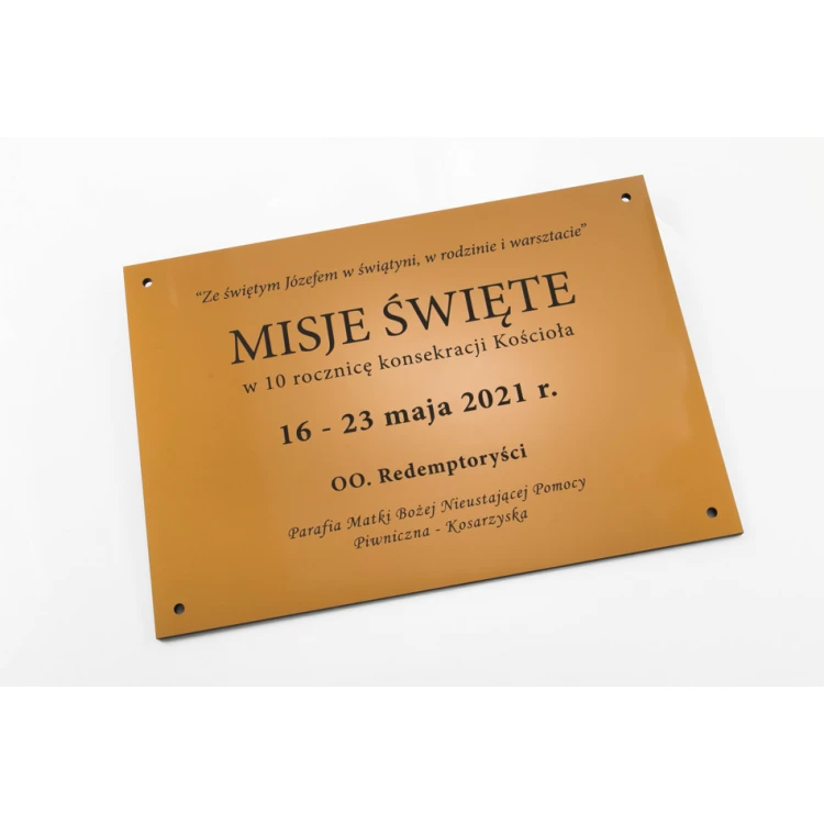 Engraved commemorative plaque - golden pearl, matte engraving laminate - size 297x210mm - TAB134