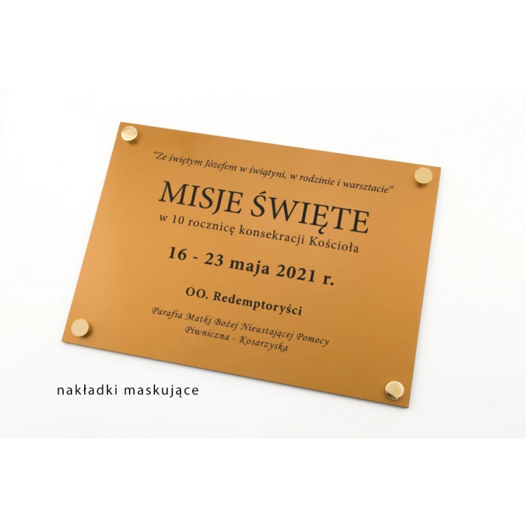 Engraved commemorative plaque - golden pearl, matte engraving laminate - size 297x210mm - TAB134