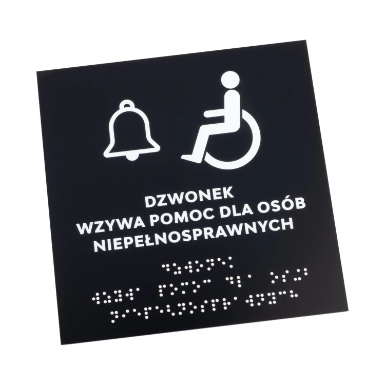 Assistance for Disabled People - Matte Black Acrylic Sign - Size 150x150mm - TAB575