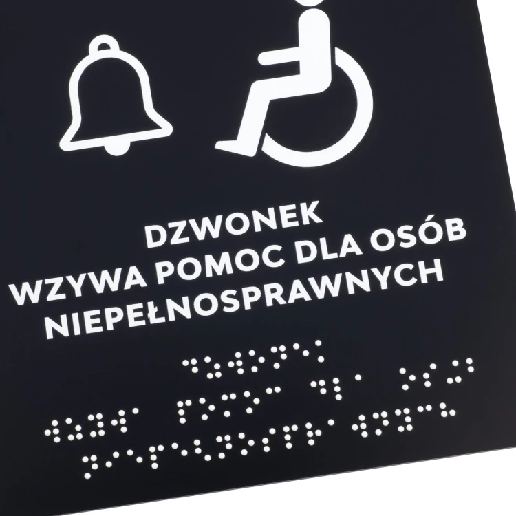 Assistance for Disabled People - Matte Black Acrylic Sign - Size 150x150mm - TAB575