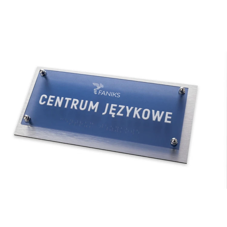 Door sign made of dibond and plexi with Braille alphabet - size 230x110mm - SPD043