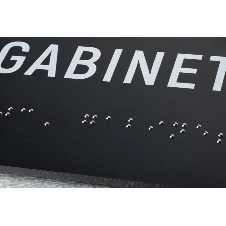 Door sign with custom text and Braille script - size 214x140mm - Dibond and PVC - TAB462