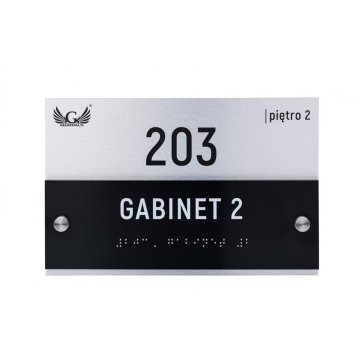 Door sign with custom text and Braille script - size 214x140mm - Dibond and PVC - TAB462