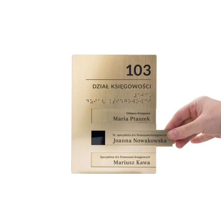 Door sign with interchangeable inserts and Braille alphabet - size 148x210mm - SPD041