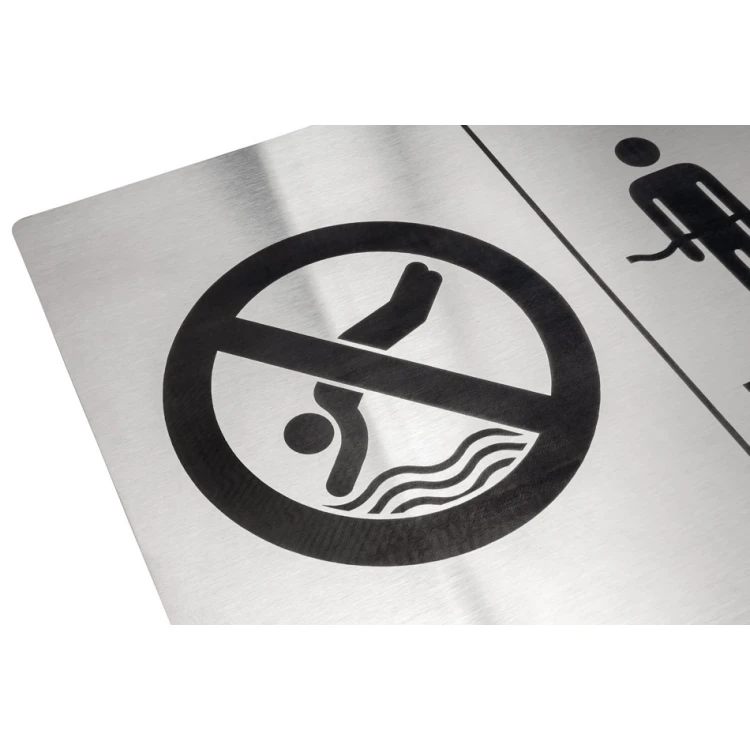 Steel plaque for swimming pool - size 297x210mm (A4) - TAB341