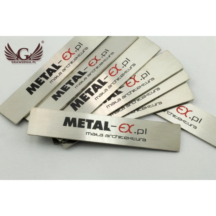Steel plate for products - size 69x13.5x1mm - UV print