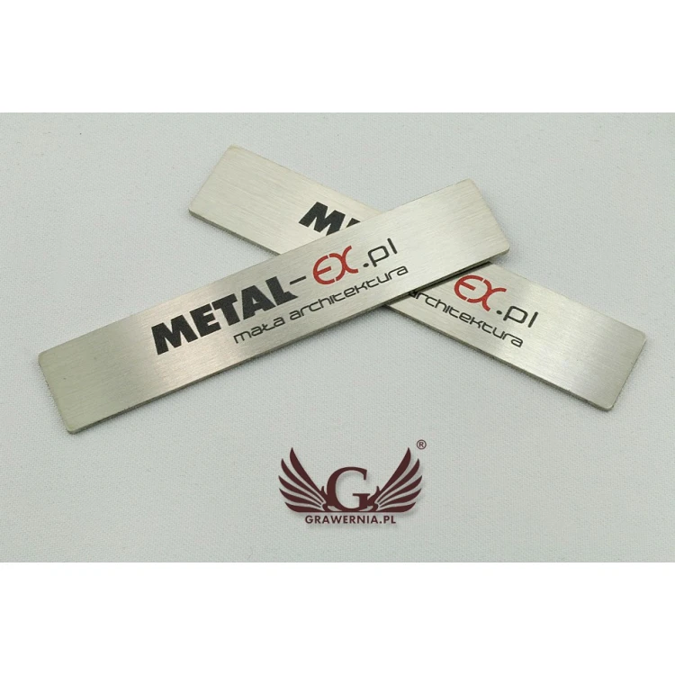 Steel plate for products - size 69x13.5x1mm - UV print