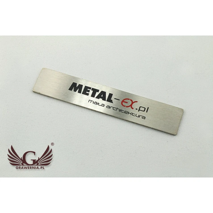 Steel plate for products - size 69x13.5x1mm - UV print