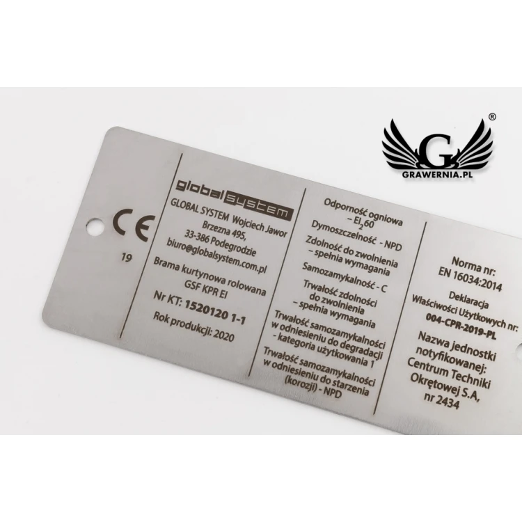 Steel nameplate - size 100x45mm - TAB083