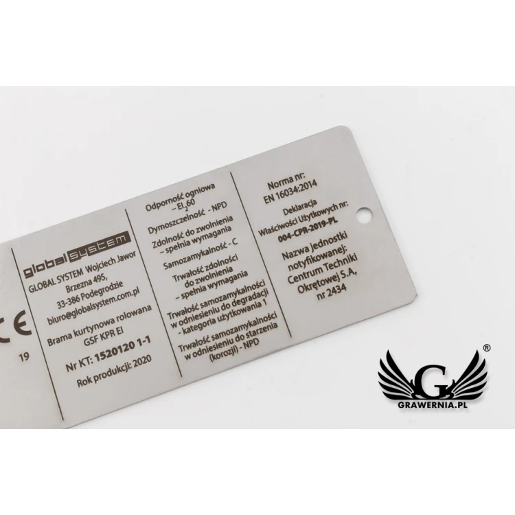 Steel nameplate - size 100x45mm - TAB083