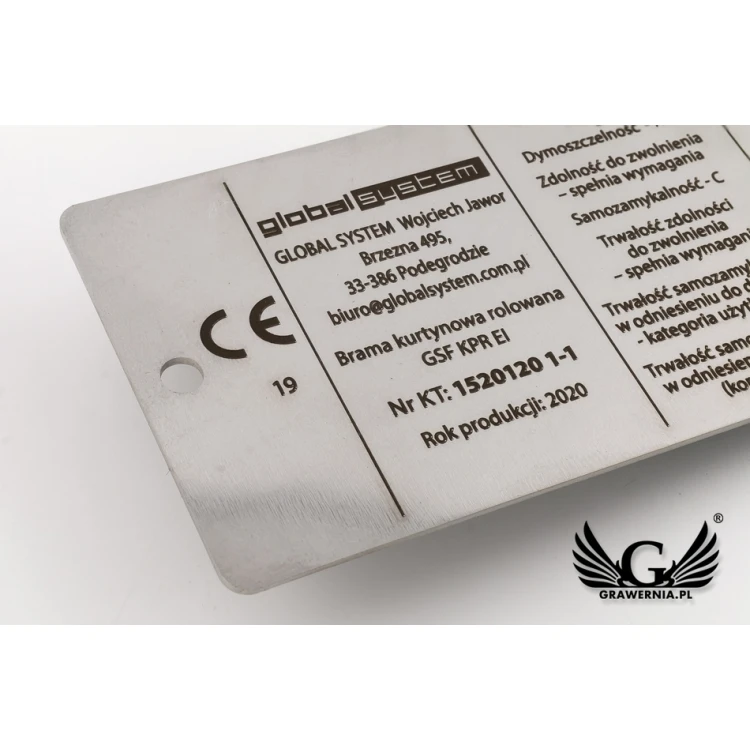 Steel nameplate - size 100x45mm - TAB083