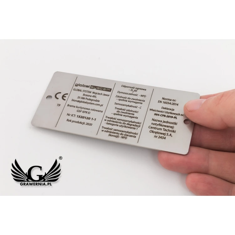 Steel nameplate - size 100x45mm - TAB083