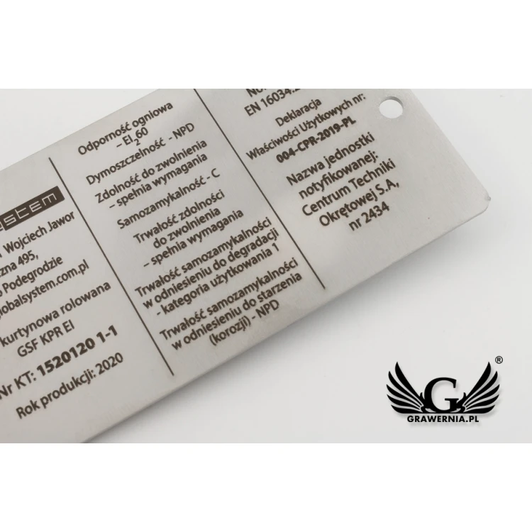 Steel nameplate - size 100x45mm - TAB083