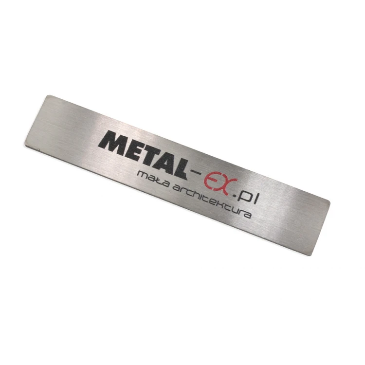 Steel plate for products - size 69x13.5x1mm - UV print