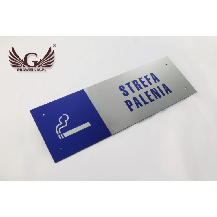 Plaque - smoking area - size 300x100mm - UV color print