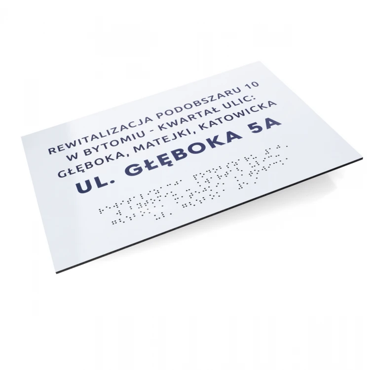 White Dibond plaque with Braille lettering - size 297x210mm (A4) - TAB474
