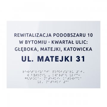 White Dibond plaque with Braille lettering - size 297x210mm (A4) - TAB474