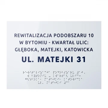 White Dibond plaque with Braille lettering - size 297x210mm (A4) - TAB474