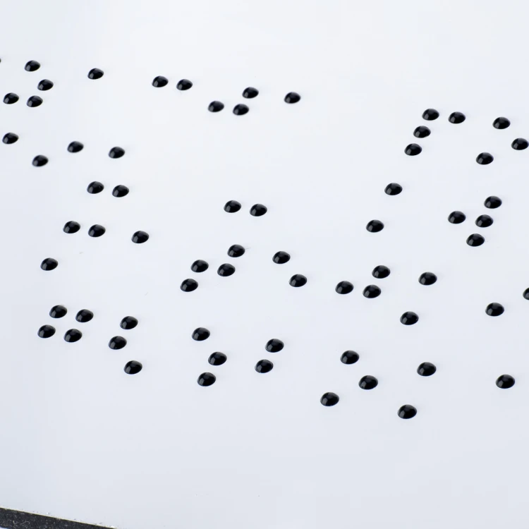 White Dibond plaque with Braille lettering - size 297x210mm (A4) - TAB474