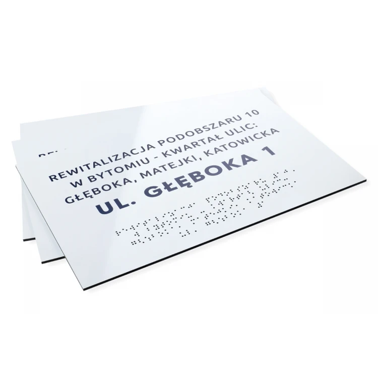 White Dibond plaque with Braille lettering - size 297x210mm (A4) - TAB474