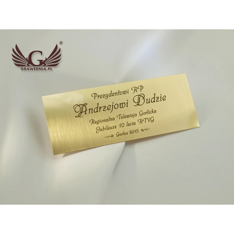 Dedication Plaque - Brushed and Lacquered Brass - Size 130x50mm