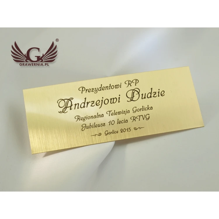 Dedication Plaque - Brushed and Lacquered Brass - Size 130x50mm