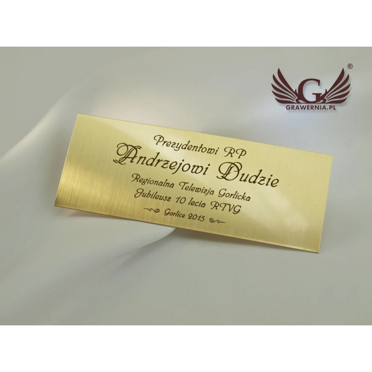Dedication Plaque - Brushed and Lacquered Brass - Size 130x50mm
