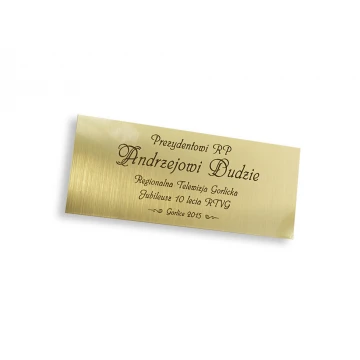 Dedication Plaque - Brushed and Lacquered Brass - Size 130x50mm