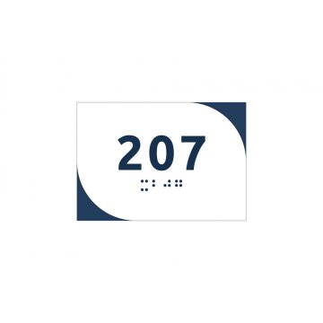 White Dibond Plaque with Any Numbering in Braille - size 100x70mm - MONO - TAB296