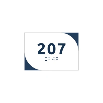 White Dibond Plaque with Any Numbering in Braille - size 100x70mm - MONO - TAB296