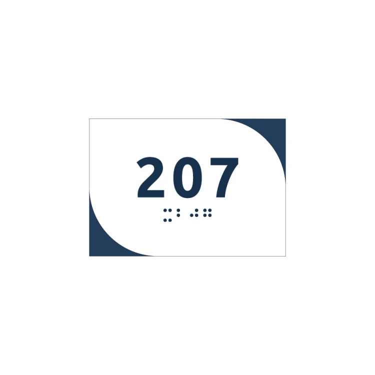 White Dibond Plaque with Any Numbering in Braille - size 100x70mm - MONO - TAB296