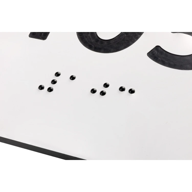 Plaque with any numbering and Braille lettering - size 100x75mm - white engraving laminate 3mm - TAB288