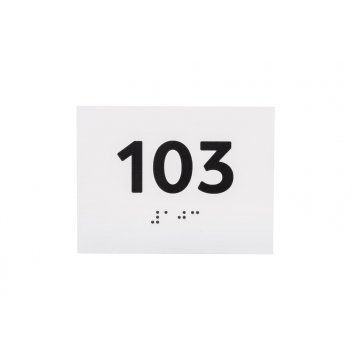 Plaque with any numbering and Braille lettering - size 100x75mm - white engraving laminate 3mm - TAB288