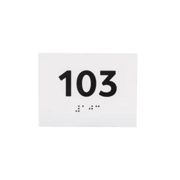 Plaque with any numbering and Braille lettering - size 100x75mm - white engraving laminate 3mm - TAB288
